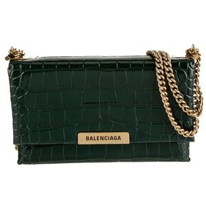 ❌ SOLD ❌ NWT BALENCIAGA Triplet Shiny Crocodile Embossed Handbag Forest Green!